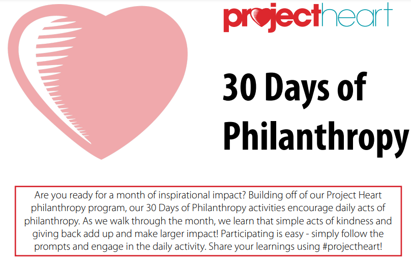 30 Days of Philanthropy Activities for All Ages